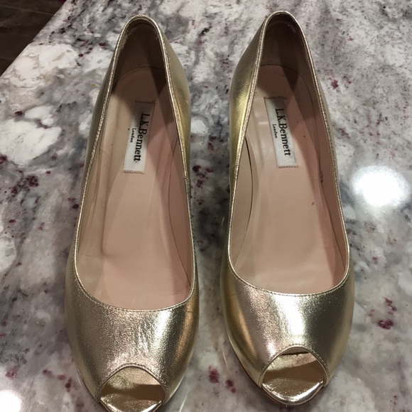 LK Bennett Shoes - LK Bennett Gold Wedges